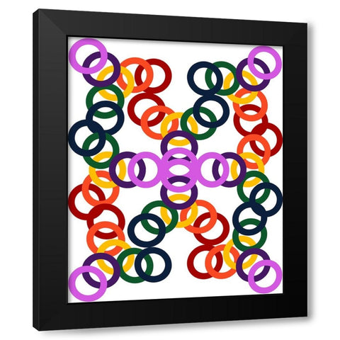 Rainbow Circles-18 Black Modern Wood Framed Art Print with Double Matting by Homawoo, Richard