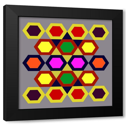 Rainbow Hexagon-2 Black Modern Wood Framed Art Print by Homawoo, Richard