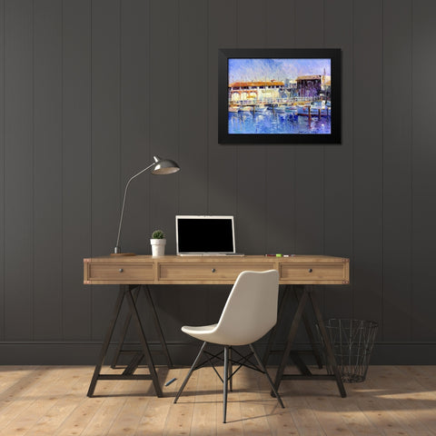 Fishermans Wharf Black Modern Wood Framed Art Print by Wallich, Richard