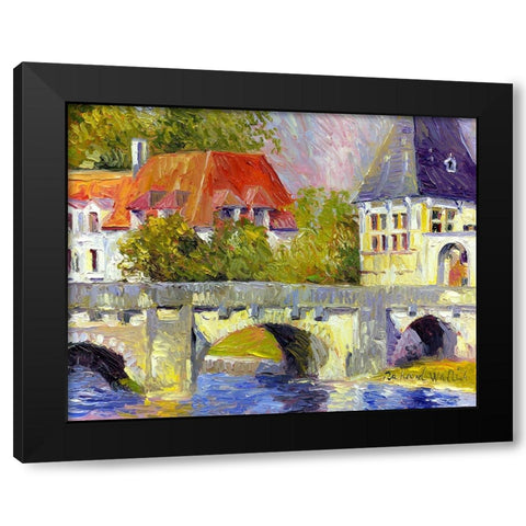 Brantome Bridge Black Modern Wood Framed Art Print by Wallich, Richard