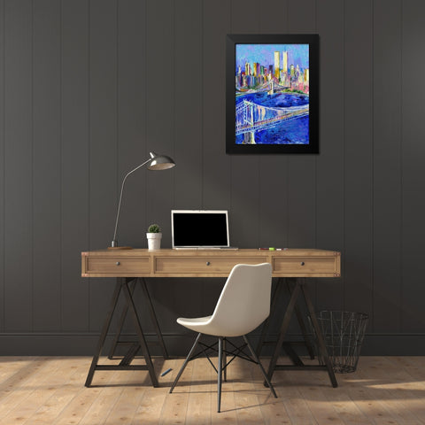 New York Black Modern Wood Framed Art Print by Wallich, Richard