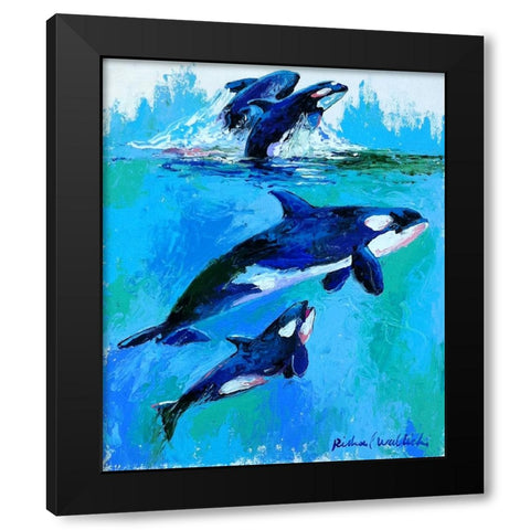 Whales Black Modern Wood Framed Art Print by Wallich, Richard