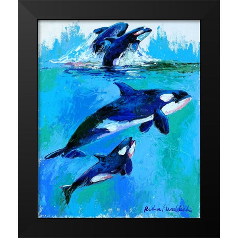Whales Black Modern Wood Framed Art Print by Wallich, Richard