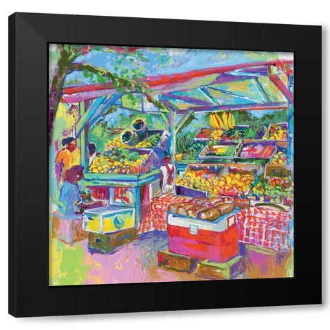 Fruit Market Black Modern Wood Framed Art Print with Double Matting by Wallich, Richard