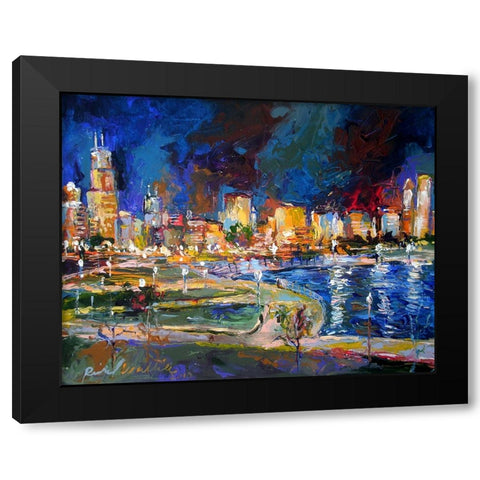 Chicago Black Modern Wood Framed Art Print with Double Matting by Wallich, Richard