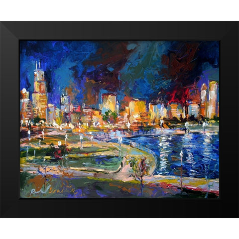 Chicago Black Modern Wood Framed Art Print by Wallich, Richard