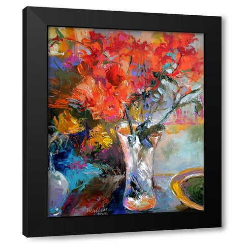 Flowers In Vase Black Modern Wood Framed Art Print with Double Matting by Wallich, Richard