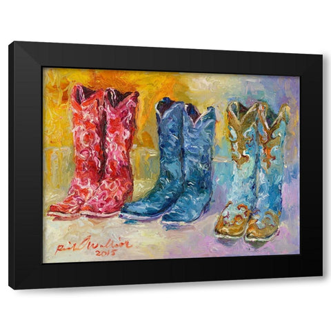 Cowboy Boots Black Modern Wood Framed Art Print with Double Matting by Wallich, Richard