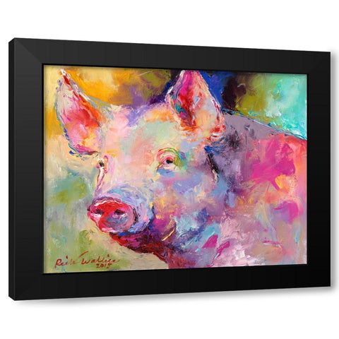 Piggy Black Modern Wood Framed Art Print with Double Matting by Wallich, Richard