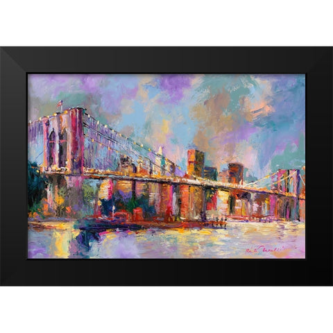 Brooklyn Bridge Black Modern Wood Framed Art Print by Wallich, Richard