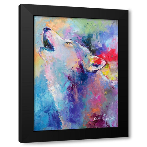 Wolf Black Modern Wood Framed Art Print with Double Matting by Wallich, Richard