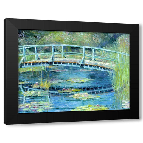 Botanical Garden Lilies Black Modern Wood Framed Art Print by Wallich, Richard
