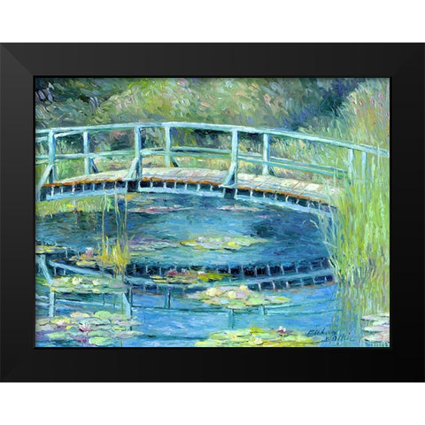 Botanical Garden Lilies Black Modern Wood Framed Art Print by Wallich, Richard