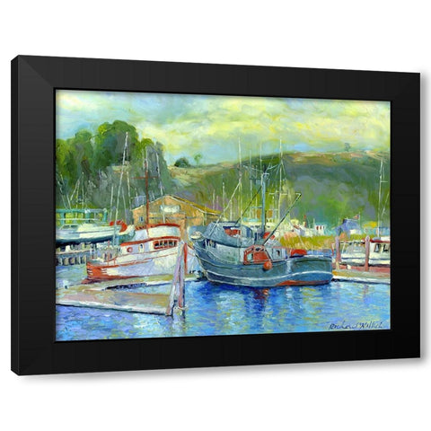Fishing Boats On Oregon Coast 1 Black Modern Wood Framed Art Print with Double Matting by Wallich, Richard