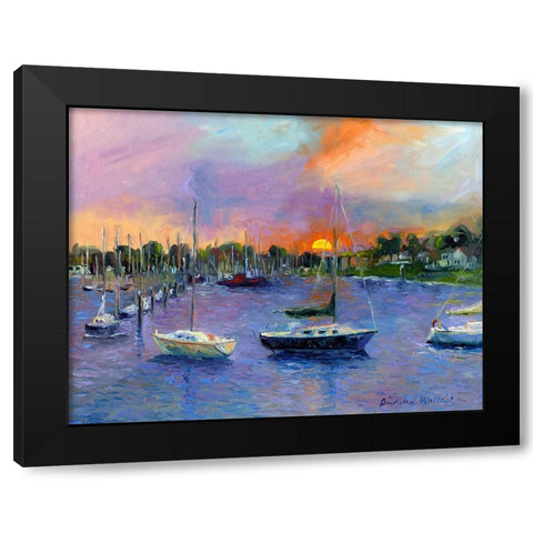 Wickford At Dusk Black Modern Wood Framed Art Print with Double Matting by Wallich, Richard