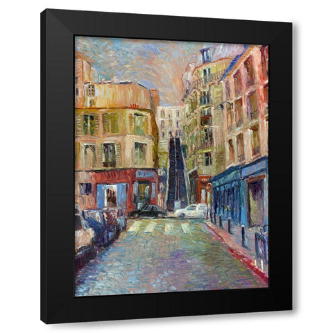 Paris Stairs Black Modern Wood Framed Art Print with Double Matting by Wallich, Richard