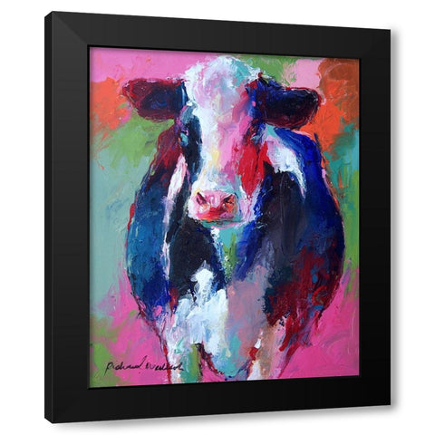 Art Pink Cow Black Modern Wood Framed Art Print with Double Matting by Wallich, Richard