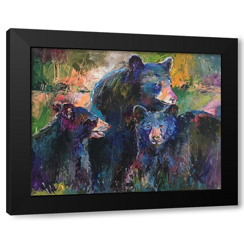 Art Bear Family Black Modern Wood Framed Art Print with Double Matting by Wallich, Richard