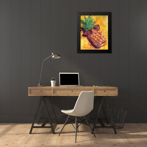 Art Pineapple Black Modern Wood Framed Art Print by Wallich, Richard