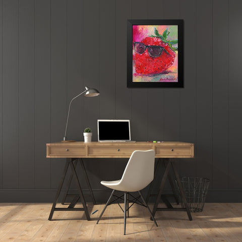 Art Strawberry Black Modern Wood Framed Art Print by Wallich, Richard