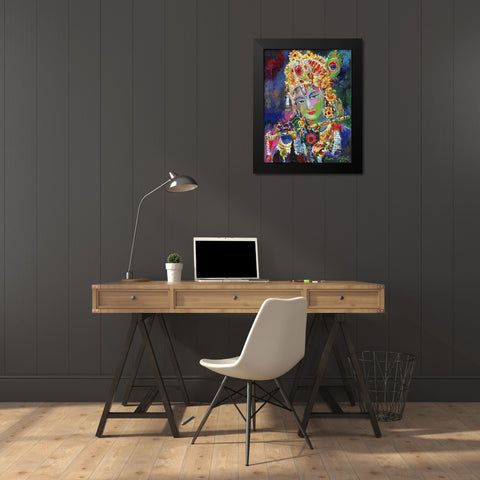 Krishna Black Modern Wood Framed Art Print by Wallich, Richard