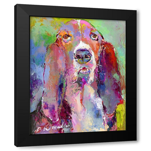 Art Basset Hound Black Modern Wood Framed Art Print with Double Matting by Wallich, Richard