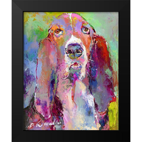 Art Basset Hound Black Modern Wood Framed Art Print by Wallich, Richard