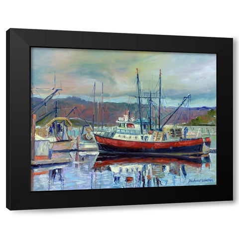Red Boat Black Modern Wood Framed Art Print by Wallich, Richard