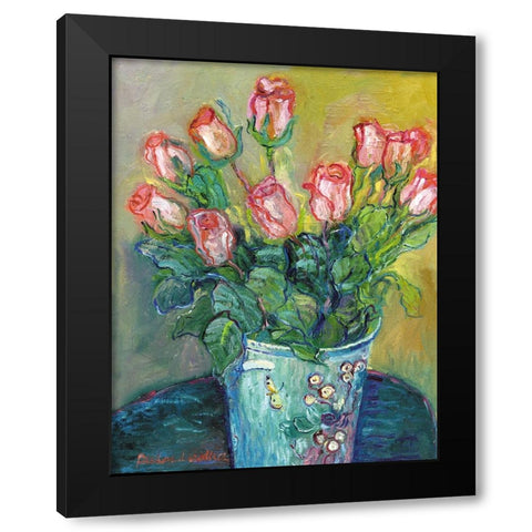 Flowers In A Vase Black Modern Wood Framed Art Print with Double Matting by Wallich, Richard
