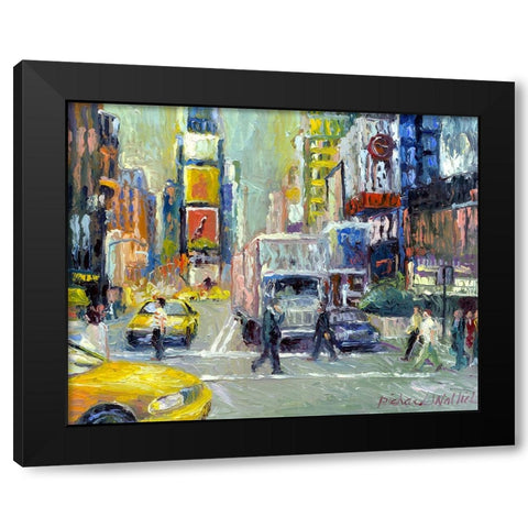 Times Square Black Modern Wood Framed Art Print with Double Matting by Wallich, Richard