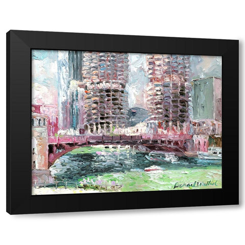 Marina Towers Black Modern Wood Framed Art Print by Wallich, Richard