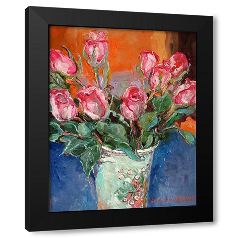 Roses Black Modern Wood Framed Art Print by Wallich, Richard