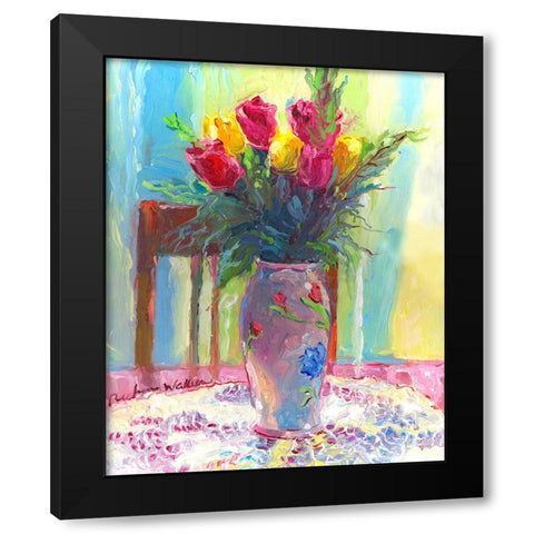 Roses 4 Black Modern Wood Framed Art Print by Wallich, Richard