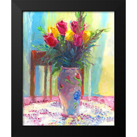 Roses 4 Black Modern Wood Framed Art Print by Wallich, Richard