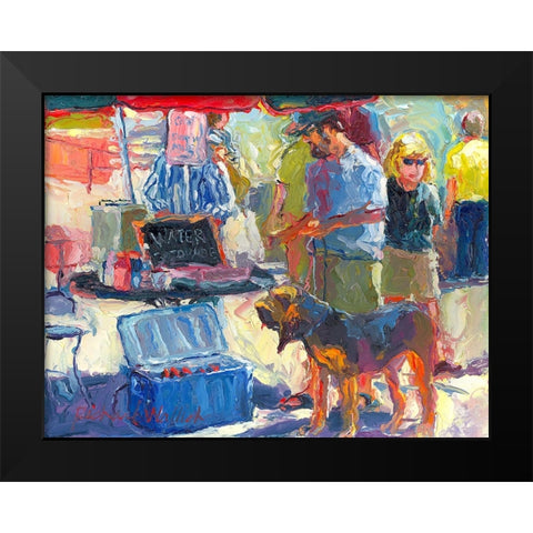 Walking The Dog Black Modern Wood Framed Art Print by Wallich, Richard