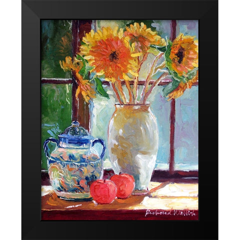 Sunflowers In A Vase Black Modern Wood Framed Art Print by Wallich, Richard