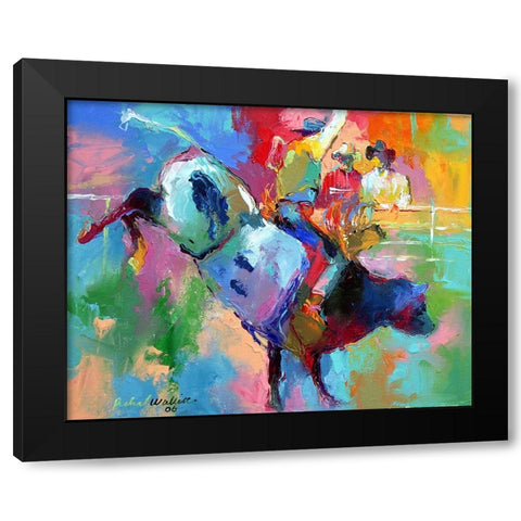 Bull Riding Black Modern Wood Framed Art Print with Double Matting by Wallich, Richard
