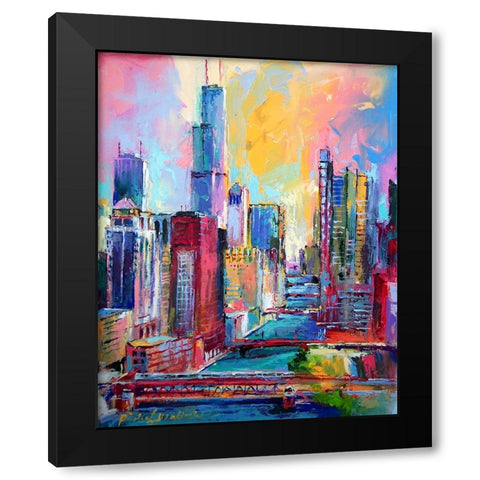 Chicago 3 Black Modern Wood Framed Art Print with Double Matting by Wallich, Richard