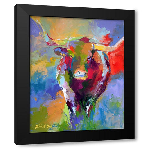 Longhorn Black Modern Wood Framed Art Print by Wallich, Richard