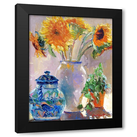 Sunflowers Black Modern Wood Framed Art Print by Wallich, Richard