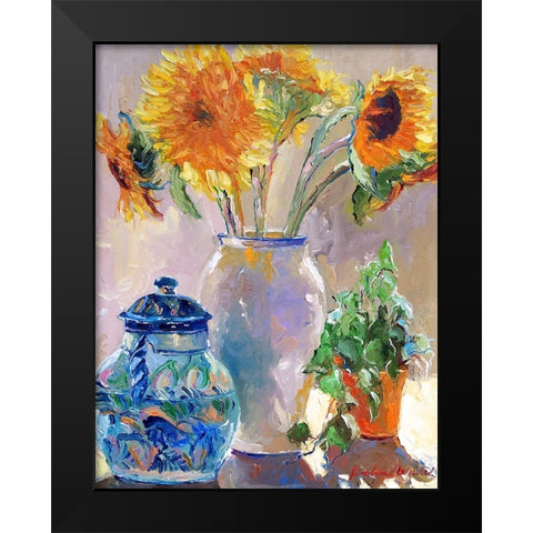 Sunflowers Black Modern Wood Framed Art Print by Wallich, Richard