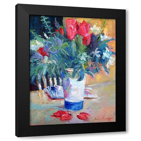 Tulip Black Modern Wood Framed Art Print by Wallich, Richard