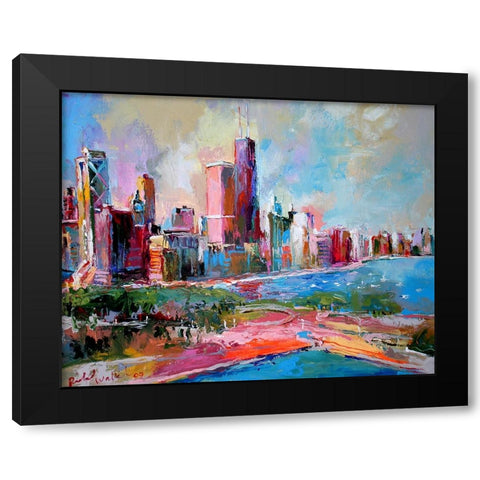 Cityscape Black Modern Wood Framed Art Print with Double Matting by Wallich, Richard