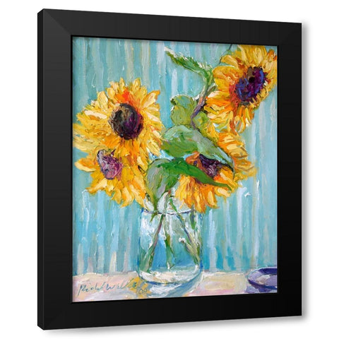 Sunflower Black Modern Wood Framed Art Print by Wallich, Richard
