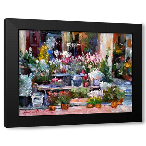 Flower Stand Black Modern Wood Framed Art Print by Wallich, Richard