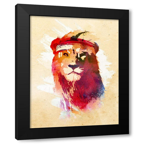 Gym Lion Black Modern Wood Framed Art Print with Double Matting by Farkas, Robert