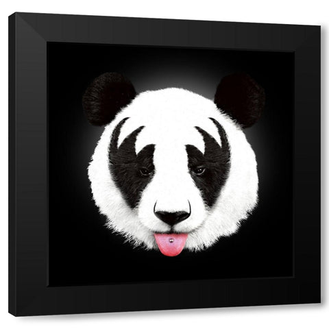 Kiss Of A Panda Black Modern Wood Framed Art Print by Farkas, Robert