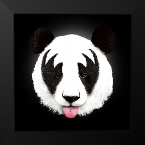 Kiss Of A Panda Black Modern Wood Framed Art Print by Farkas, Robert