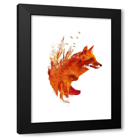 Plattensee Fox Black Modern Wood Framed Art Print by Farkas, Robert