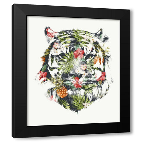 Tropical Tiger Black Modern Wood Framed Art Print with Double Matting by Farkas, Robert